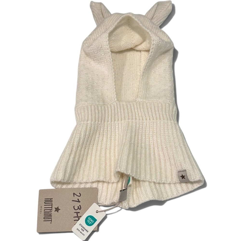 Huttelihut Wool Cashmere Balaclava Hood Cream 0-3M NWT
